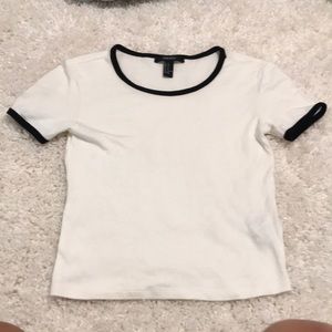 White short sleeve short sleeve ribbed top